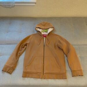 Eastern mountain sports zip up hoodie, camel color men’s size small